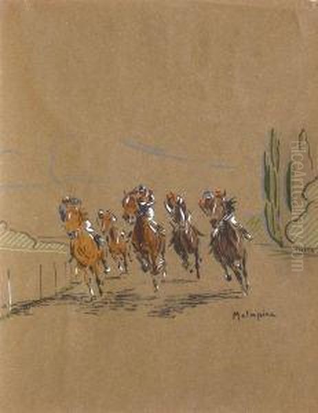Course De Chevaux, Le Virage. - view 1