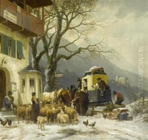 Stage Coach Before An Inn. by Christian Friedrich Mali