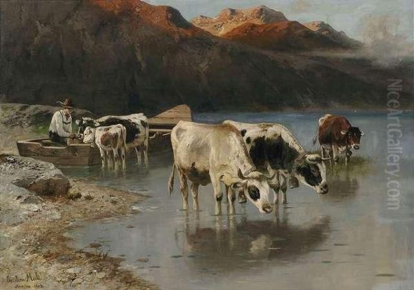 Cattle At Lakeside - view 1
