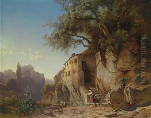 Scene Of The Roman Campagna With Herdsmen