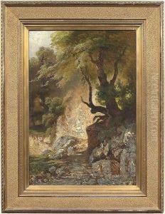 Rocky Landscape With Trees. Oil/canvas, Rest Of A Signature And Dated, Verso Inscribed 'oil Sketch For Mathilde Grunenwald' Rocky Landscape With Trees. Oil/canvas, Rest Of A Signature And Dated, Verso Inscribed 'oil Sketch For Mathilde Grunenwald'