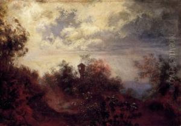Romantic Landscape With Clouds Lit By Moon - view 1
