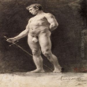 Academy Study Of A Male Nude by Philippe Mallavine