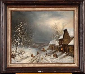 Coin De Village Anime Sous La Neige