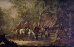 Hunting Party At A Stable by Gerrit Mallein Malleyn