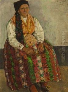 A Women In A Folk Costume by Vaclav Maly