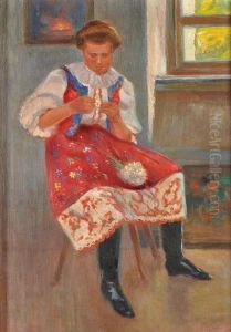 Agirl In A National Folk Costume by Vaclav Maly