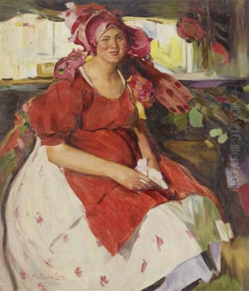 Portrait Of A Woman In Red - view 1