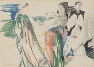 Sketch Of Figures In A Landscape