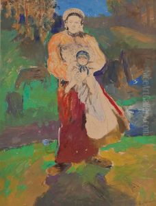 "mutter Mit Kind In Landschaft" by Philipp Andrejewitsch Malyavin