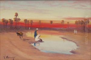 La Halte Au Bord D'un Oasis.