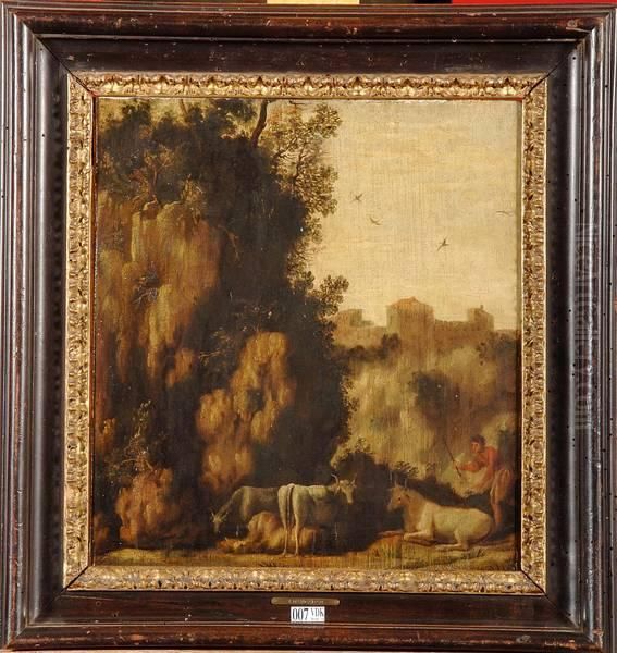 Vacher Et Son Troupeau Dans Un Paysage Montagneux - view 1