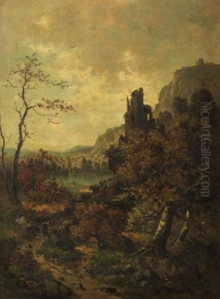 Grosse Herbstlandschaft Mit Blick Aufeinen Teich - view 1