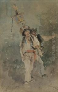 Due Uomini In Processione Con Un"" Insegna by Francesco, Lord Mancini