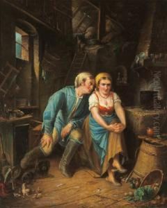 Kucheninterieur Mit Verliebtem Paar by Quido Manes