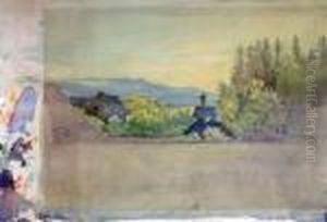 Mountain Landscape Withcottages by Amalie Manesova