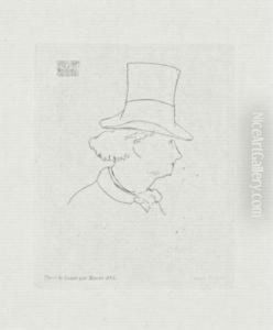 Portrait Of Charles Baudelaire In Profile by Edouard Manet