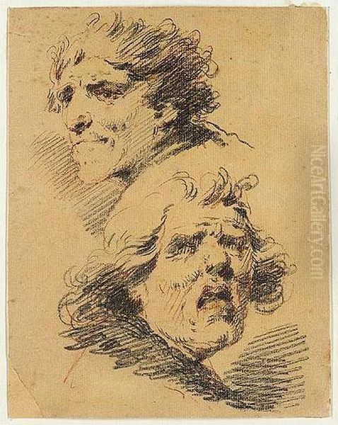 Two Caricatures Of Heads - view 1