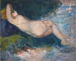 Jeune Femme Alanguie Au Bord De La Mer by Joseph C., Jose Mange