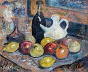 Fruits, Carafe Et Bouteille by Joseph C., Jose Mange