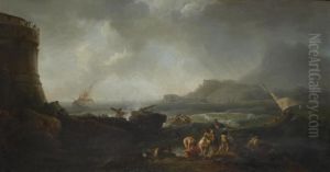 A Shipwreck In Stormy Seas by Adriaen Manglard