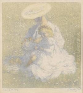 Mere Et Enfant Dans Le Pre. by Burkhard Mangold