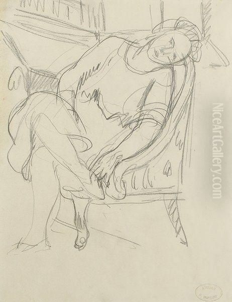 Femme Assise Au Fauteuil - view 1
