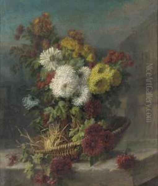 Still Life With Chrysanthemum In A Basket - view 1