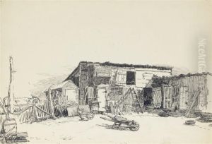 A Farmyard In New York City by Thomas Rathbone Manley