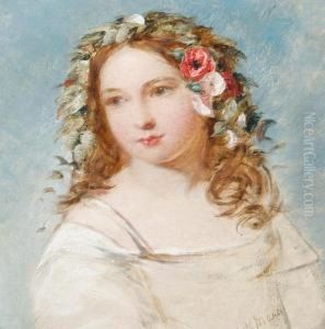 Girl With Flowers In Her Hair by Joshua Hargrave Sams Mann