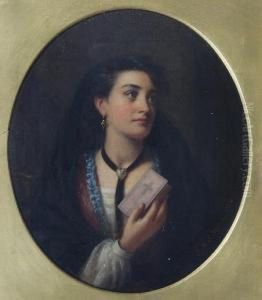 Portrait Of A Girl In Contemplation by Joshua Hargrave Sams Mann
