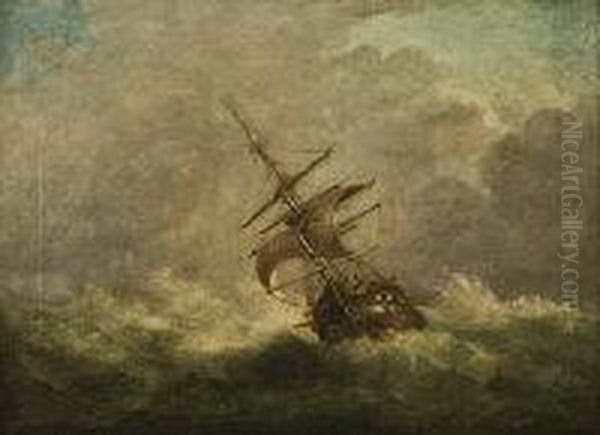 Ship In A Stormy Seascape - view 1