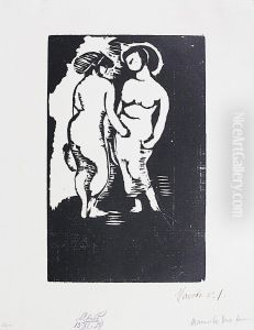 La Veillee, Deux Femmes Nues En Pieds by Manolo