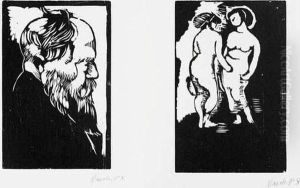 [deux Femmes Nues En Pied ; Homme Barbu De Profil]. by Manolo