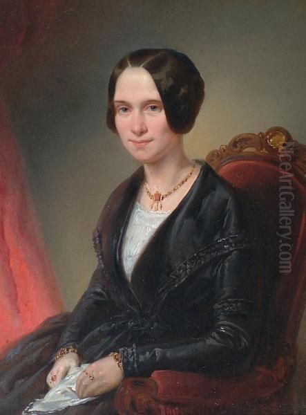 Portrait Of A Gentleman, Seated, Wearing White Shirt And Black Jacket, And A Companion Portrait Of A Lady - view 1