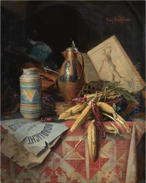 A Still Life With Earthenware, Vegetables And Manuscripts - view 1