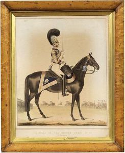 A Set Of Five Coloured Lithographs Depicting Officers Of The British Army by Andre Leon Larue Mansion