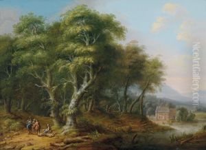 A Wooded Landscape by Franz Joseph Manskirch