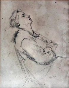 Half Length Seated Portrait Of "lilian, Wife Of Artist" by James Bolivar Manson