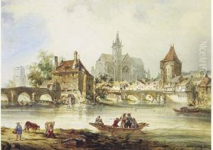 Vue De Moret, 1846. by Theodore Henri Mansson