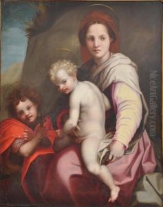 Vierge A L'enfant Et Saint Jean Baptiste by da San Friano Maso