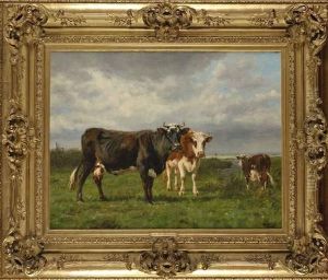 Vaches Au Pre by Adolphe Charles Marais