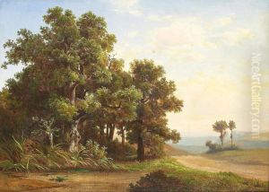 Landskap Med Ekar by Julius Eduard Marak