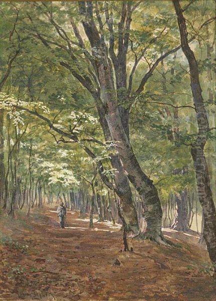A Forest Road With A Hunter - view 1