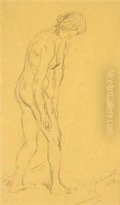 A Study Of A Nude Girl by Josef Maratka