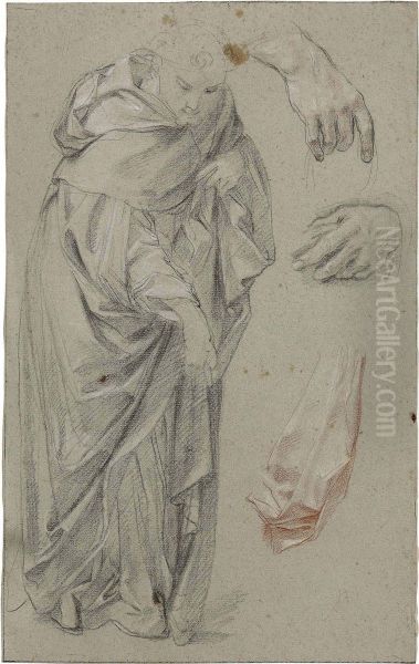 A Franciscan Saint, With Subsidiary Studies Of Hands And Drapery - view 1