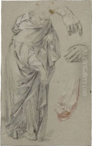 A Franciscan Saint, With Subsidiary Studies Of Hands And Drapery