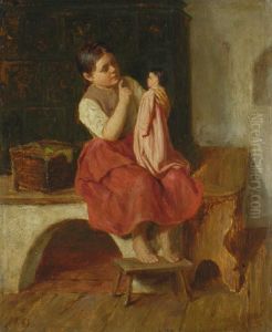 Madchen Mit Der Puppe Spielend by Wilhelm Marc