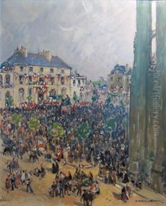 Place De L'hotel De Ville A Quimper by Emmanuel Marcel-Laurent