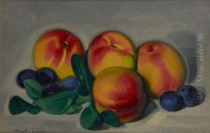 Nature Morte Aux Peches Et Aux Prunes by Jules Oury, Dit Marcel-Lenoir